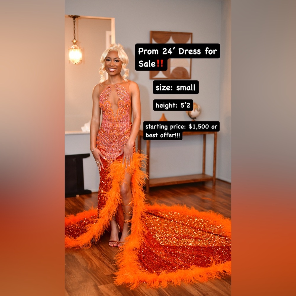 Used, custom made prom dress, worn once May 2024. Great condition.